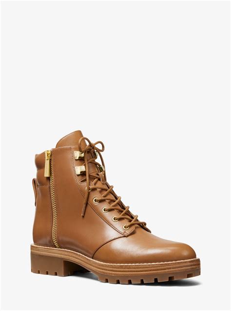 michael kors rosario biker boots|Rosario Leather and Logo Combat Boot .